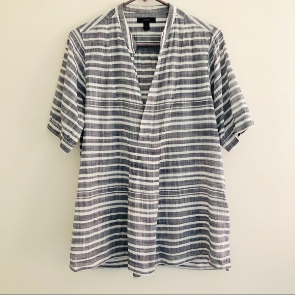 J Crew Black White Stripe Gauze Tunic S - Picture 2 of 8
